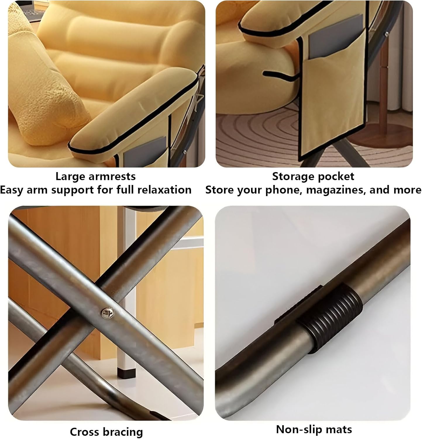 AIZYR Lazy Chair with Ottoman, Folding Lounge Reclining Sofa Chair Sofa Chair Set Reading Chair for Bedroom, Living Room, Dorm Room, Office,Grey