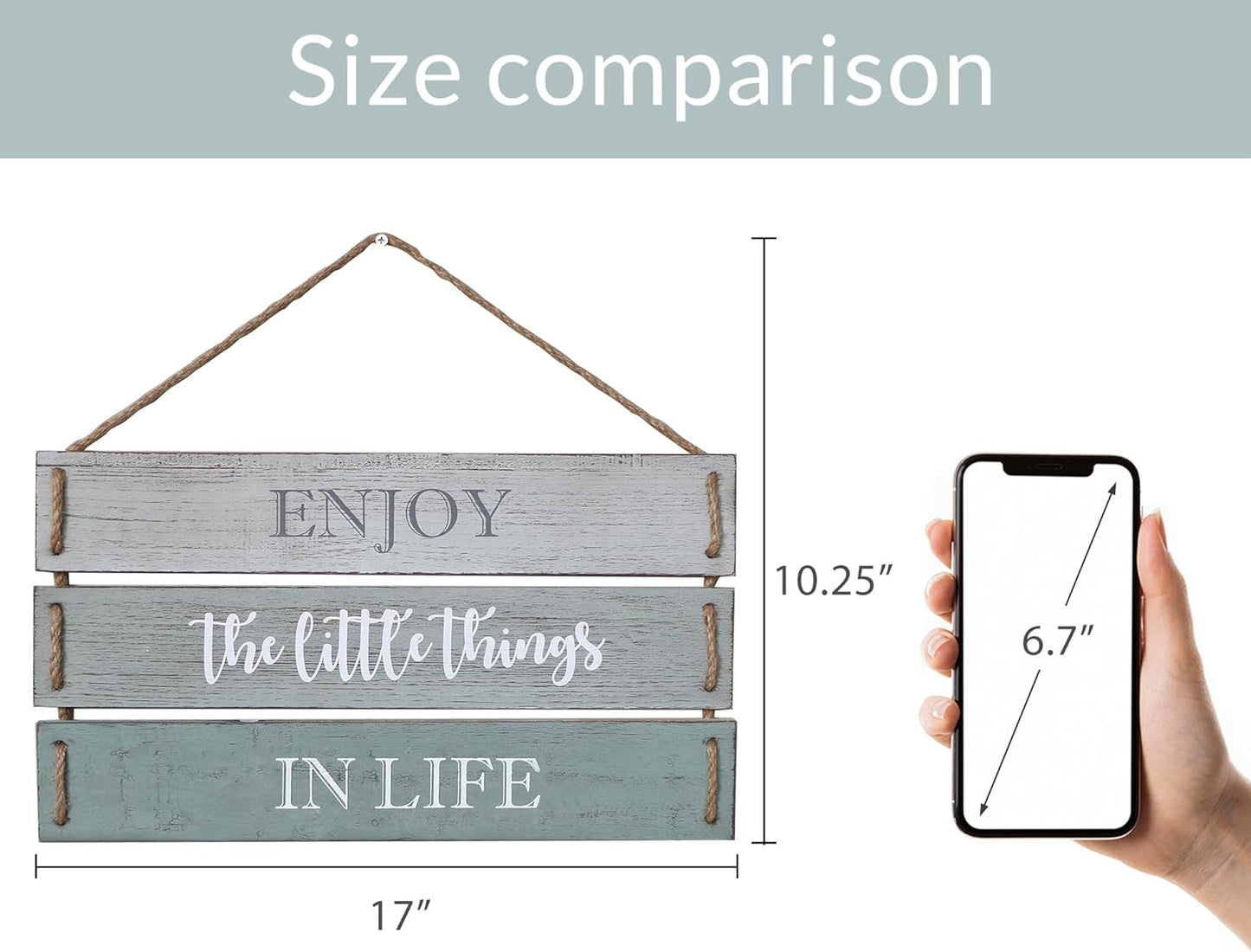 Barnyard Designs Enjoy The Little Things In Life Quote Wall Decor, Decorative Wood Plank Hanging Sign 17” x 10.25”