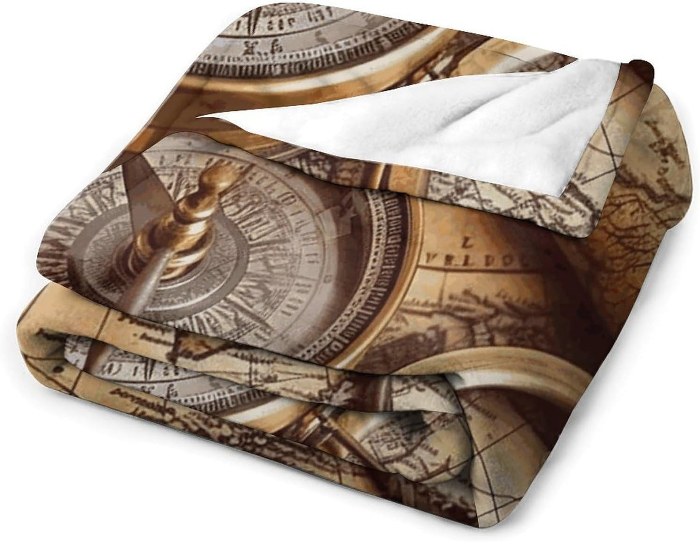 Compass and Old World Map Throw Blanket for Couch Super Soft Warm Lightweight Throw Blankets Cozy Flannel Bed Blanket Cute Decorative Blankets for All Seasons Home Decor Gift 60"*80"（150 * 200cm）