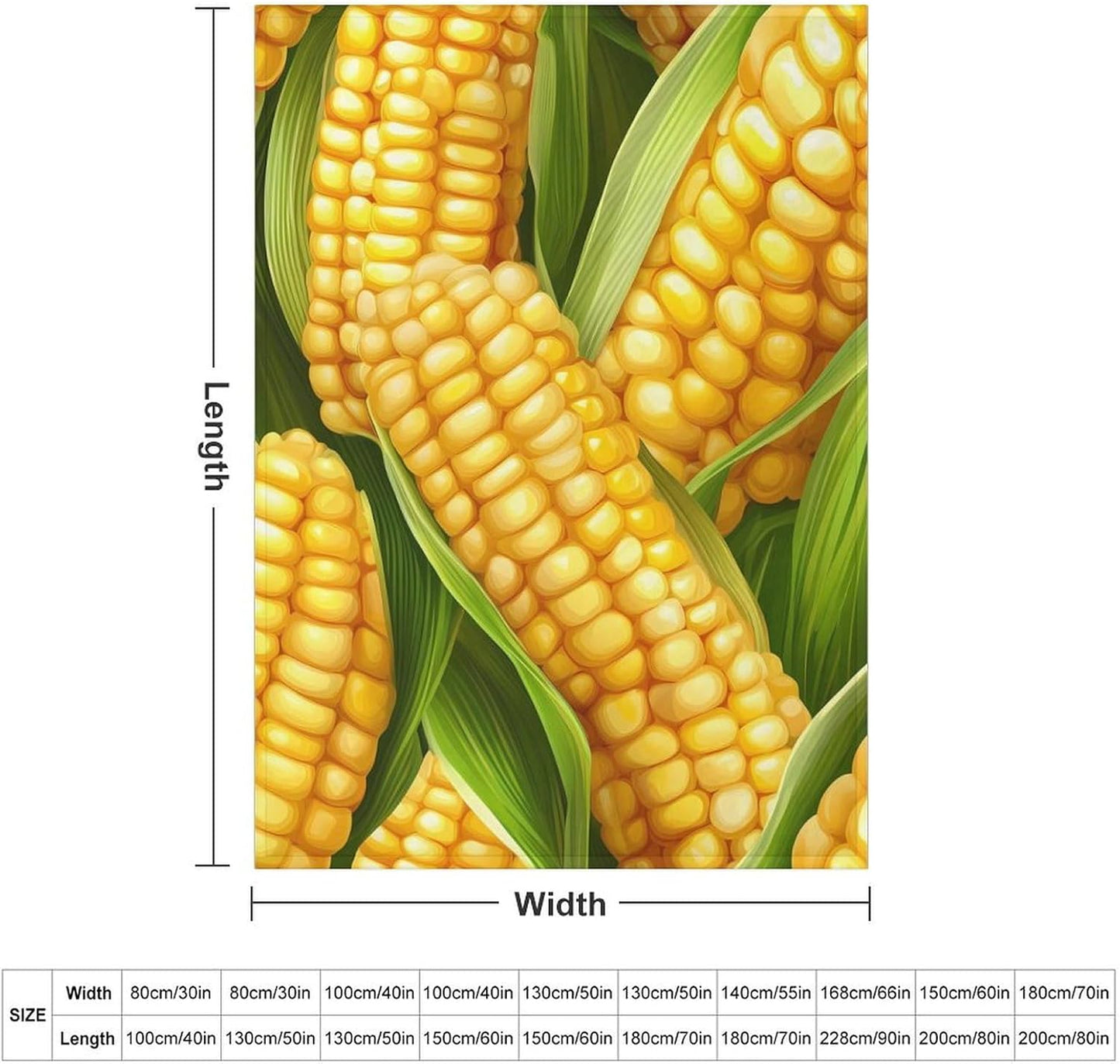Food Corn Throw Blanket for Couch Bed Plush Cozy Fuzzy Flannel Blanket for All Season 55"x70"