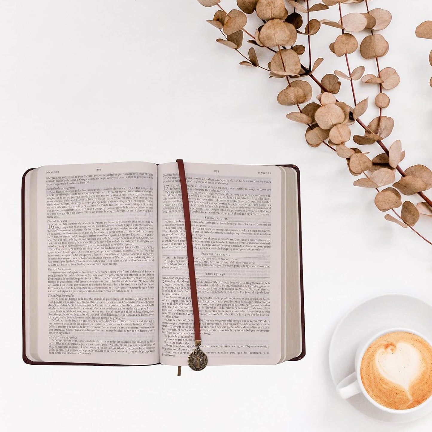 BLBMH Handmade Leather Bible Bookmark Ribbon Book Marker Cross Christian Gifts for Women Men Father Dad - LB4