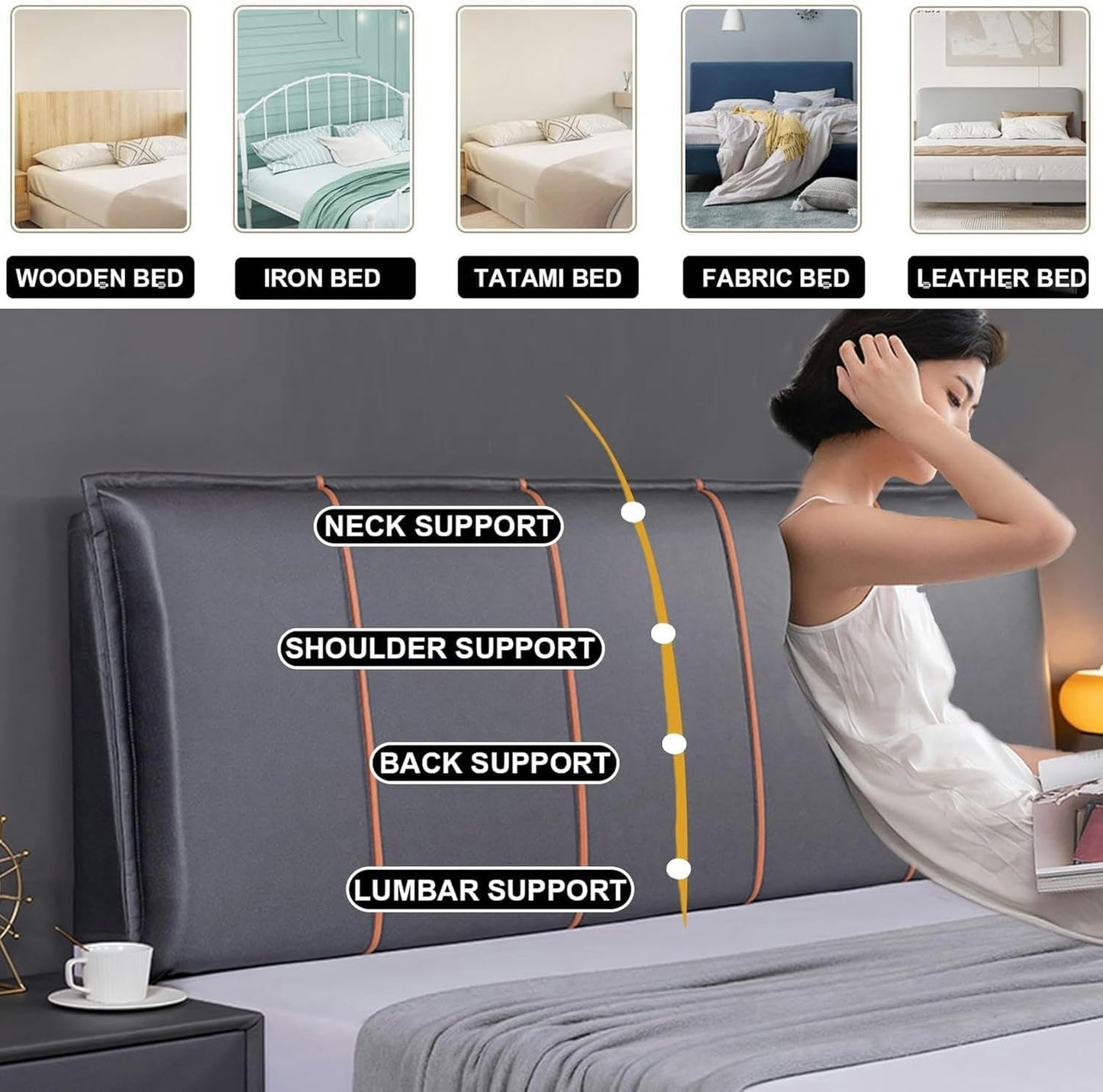 AMNOOL Headboard Cushions Rectangle Reading Body Pillow Large Bolster Day Bed Backrest Bunk Bed Pillowboard Neck Waist Support Pad Wall Mounted Headboard