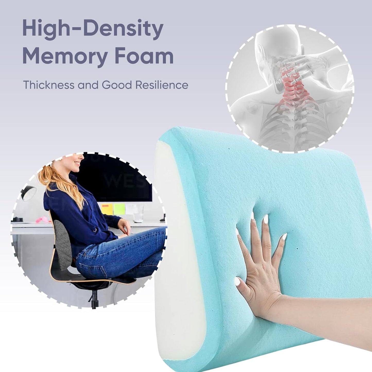 Extra Large Lumbar Support Pillow for Recliner, 20"x14"x5.5" Back Support Cushions with Back Strap, 100% Foam High Supportive, Durable, Grey