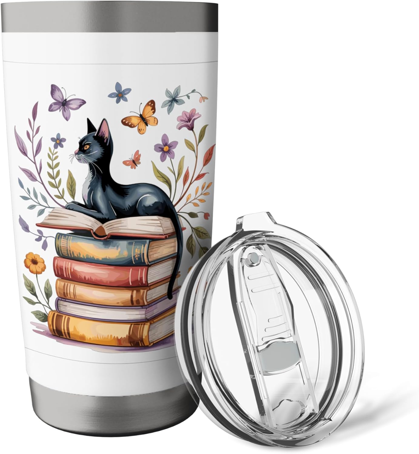 Just One More Chapter Reading Dark Romance Cat Book Lover Stainless Steel Insulated Tumbler