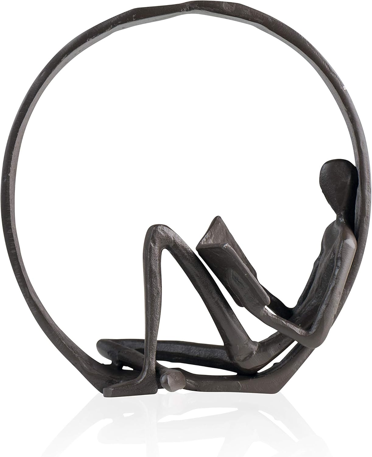 Danya B. Contemporary Encircled Male & Female Reader Cast Iron Sculpture Bookend Statues (Single Male)
