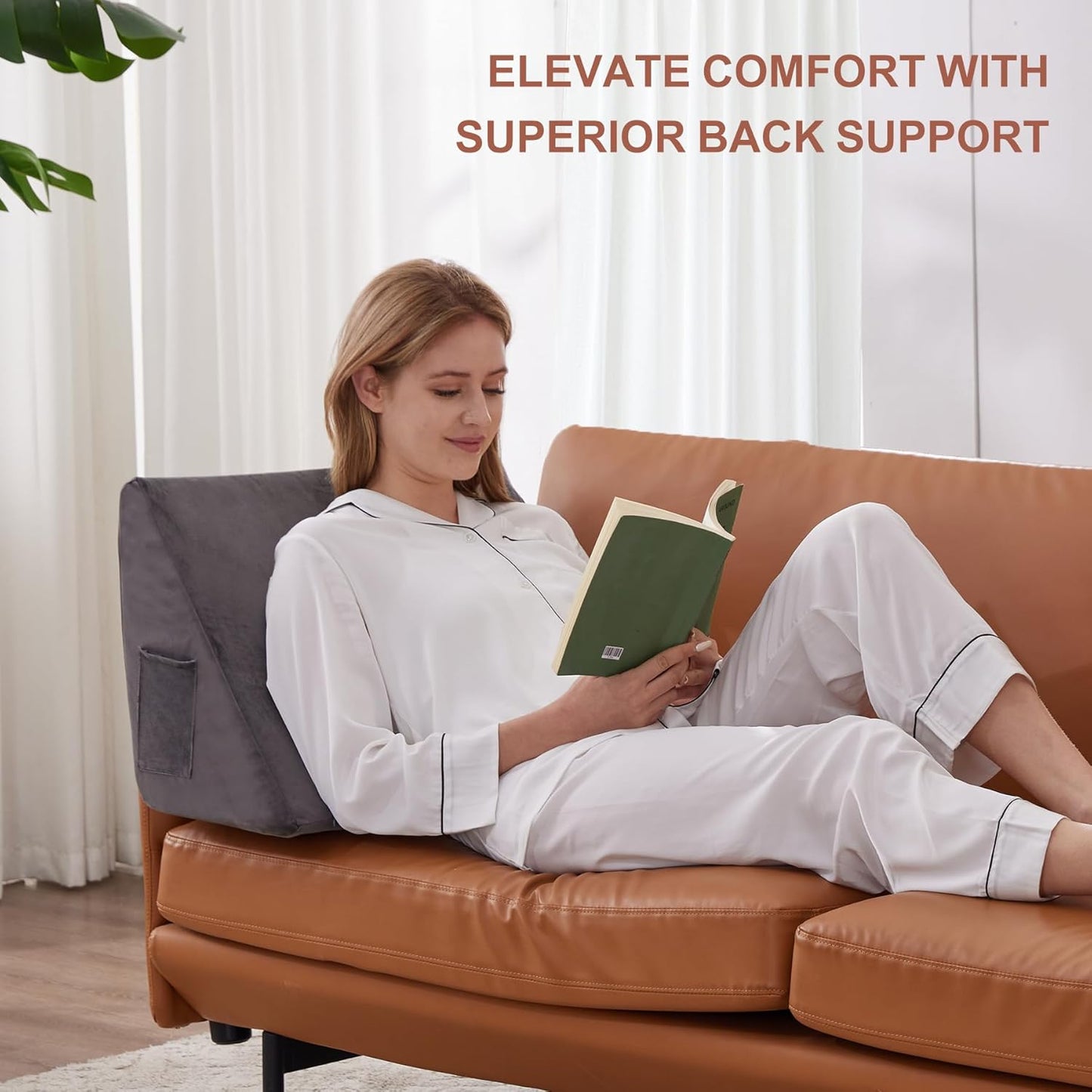 Knee Pillow for Back Sleeping, Leg Pillow Knee Wedge Pillow, Memory Foam Wedge Pillows for Legs After Surgery, Triangle Pillow for Knee Support, Leg Elevation, Knees Hip Back Pain Relief, Short Plush