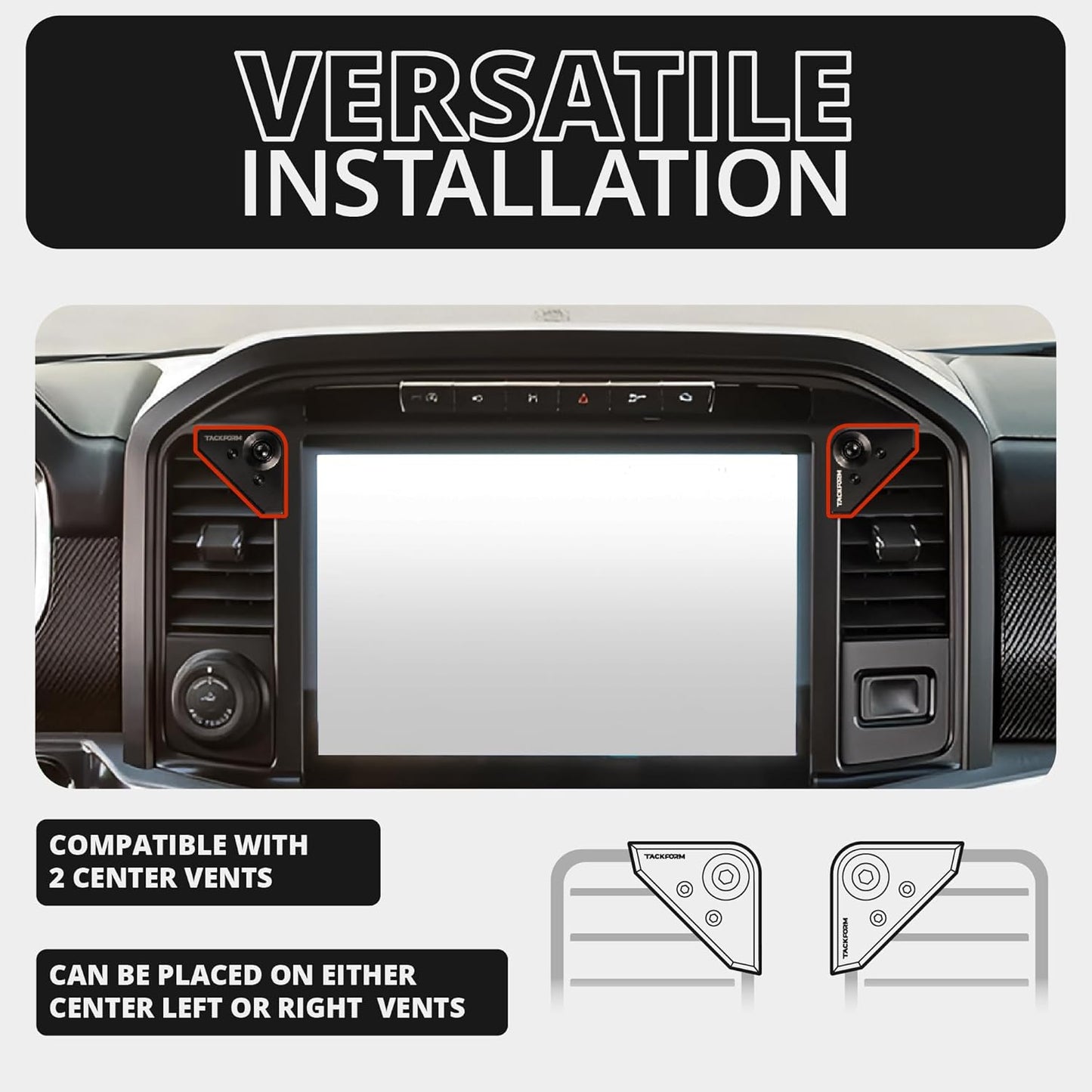 Tackform Link Vent Mount Magnetic Phone Holder - Compatible with '21-'25 Ford F150 & Raptor, '23-'25 Ford Super Duty | Aluminum Base | Short Reach | NOT Compatible with MagSafe