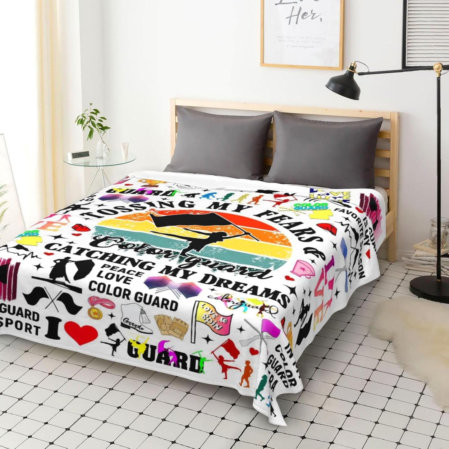 Color Guard Gifts for Girls Women Colorguard Flag Blanket Throw Stuff Cozy Fleece Flannel Plush Bedding Color Guard Lovers Gifts for Girls Women Teens Adults Room Decor 60"X50"