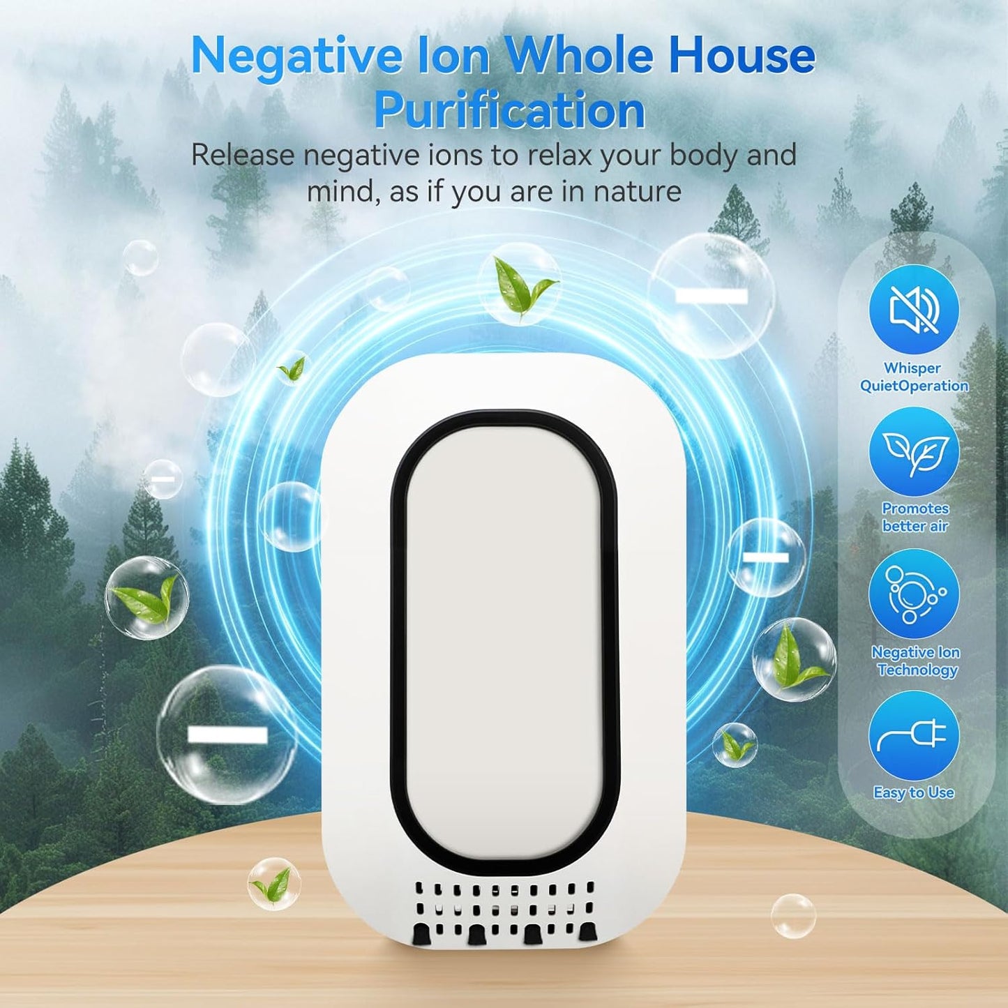 Plug In Air ionizers Negative Ion Air Purifie for Home,Small Ionic Air Purifier With Backlight,Quiet and Energy-Saving Air Freshener for Home,Bedroom,Office,Living Room(4)