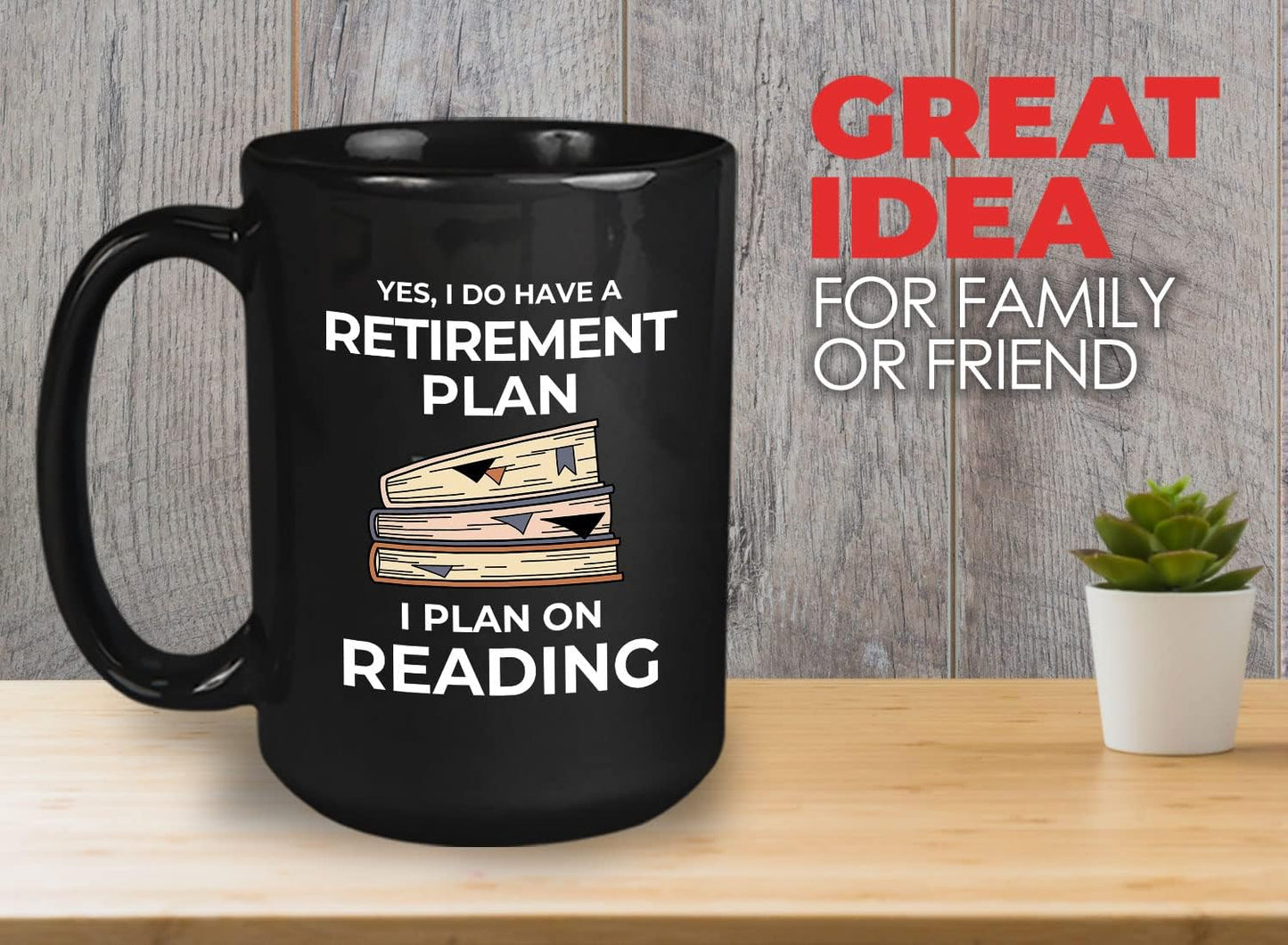 Bubble Hugs Book Lover Coffee Mug 15oz Black - Retirement Plan Reading - Reading Retired Coworker Employee Retirement Reader Stack of Books Book Lover Bookish Novelist Librarian Writer