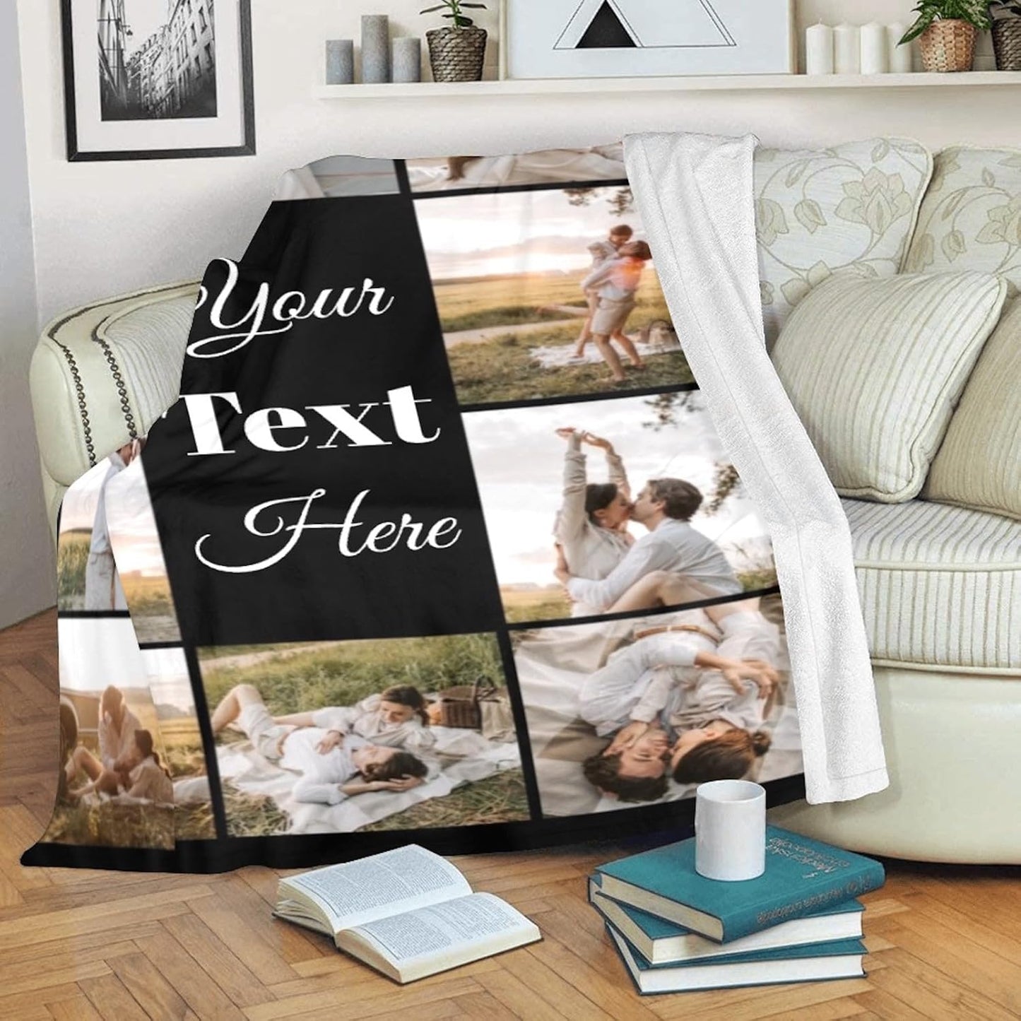 Custom Blanket with Picture Customized Blankets with Photos Personalized Gifts for Birthday Anniversary Christmas New Year, 10 Photos, 60x80 Inch(Minky Fleece)