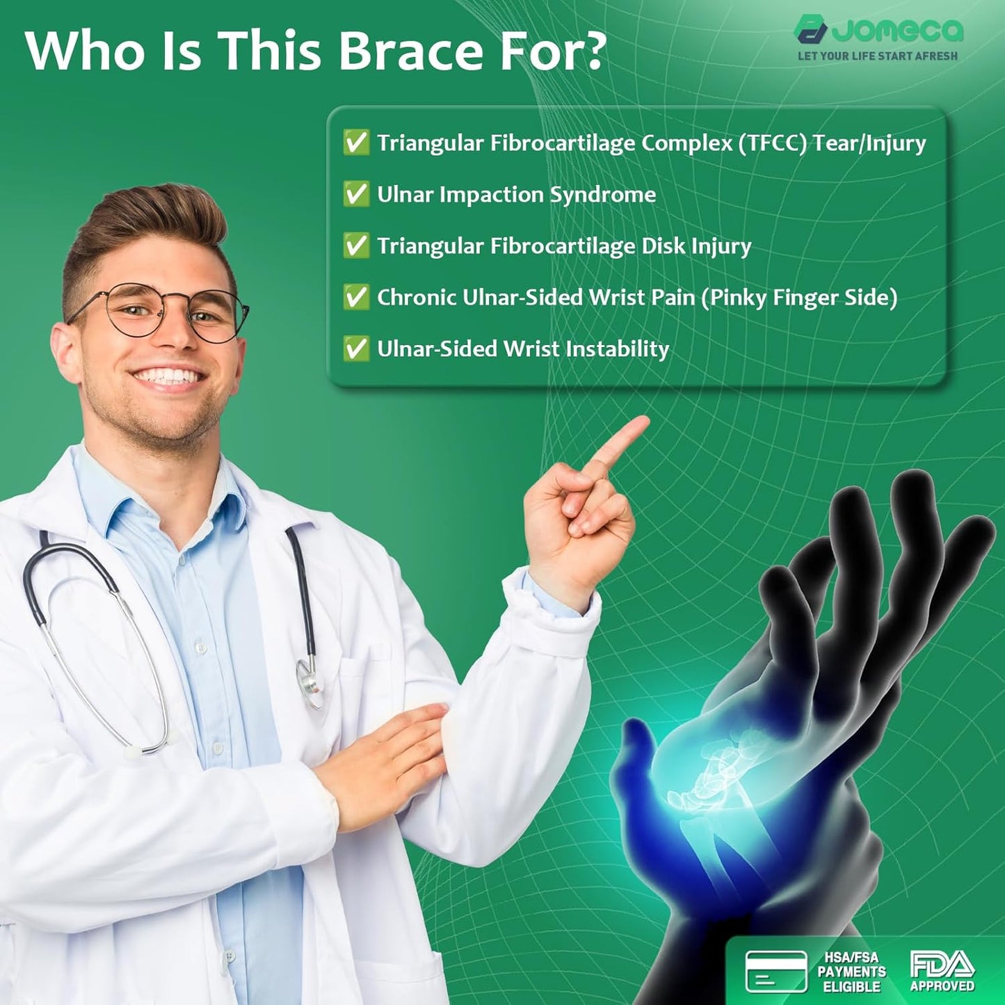 Wrist Brace for TFCC Tears Built-in Ring Pad for Ulnar Sided Wrist Pain, DRUJ Instability, Support Repetitive Wrist Use Injury, Fit Right & Left Hand (S/M)