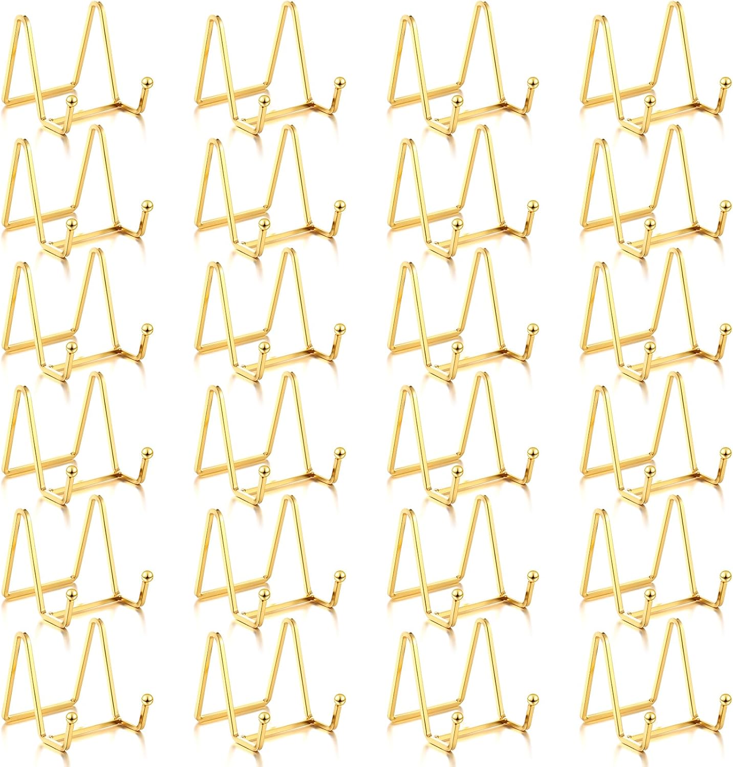 Kenning 24 Pieces Gold Plate Holder Easel Display Stand Metal Book Display Stand Tabletop Picture Frame Holder Photo Square Iron Easel Decorative for Kitchen Office Room Tabletop(3 Inch)