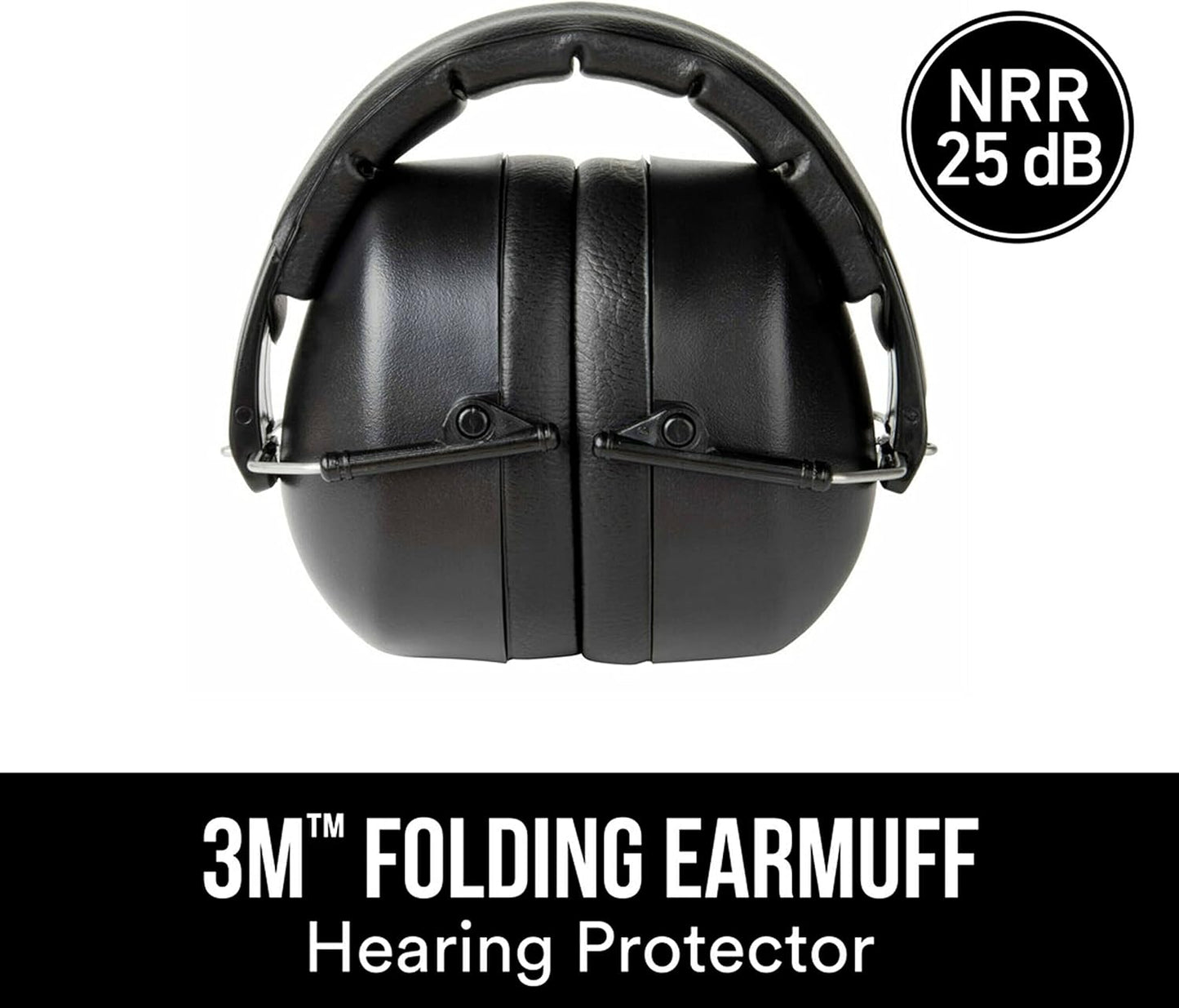 3M Folding Earmuff, Noise Reduction Rating (NRR) 25 dB, Adjustable Ear Muffs, Padded Headband For Comfort, Flexible & Adjustable Headband, Black, One Size Fits Most (90563H1-DC)