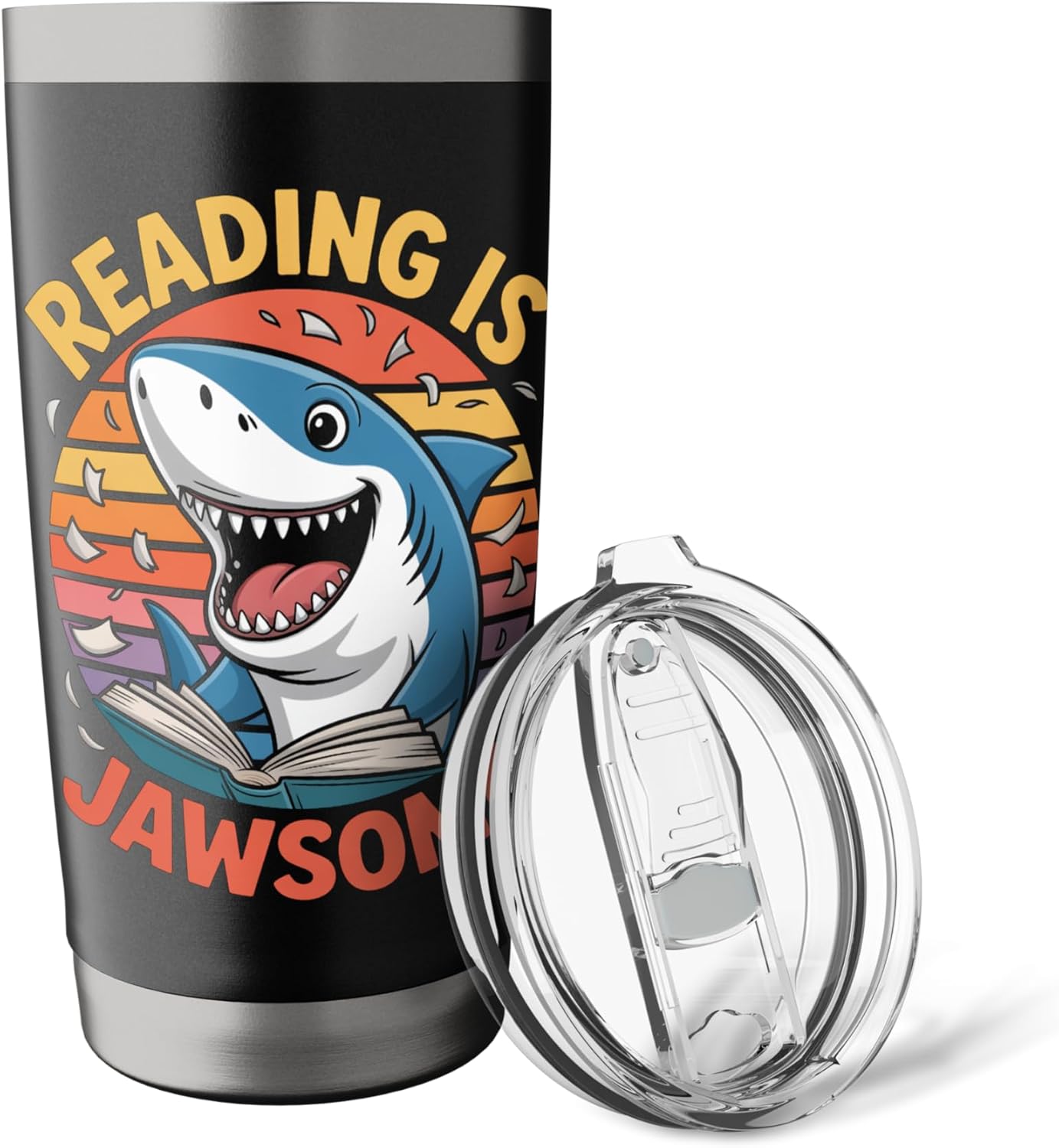 Reading Is Jawsome Shark reading Stainless Steel Insulated Tumbler