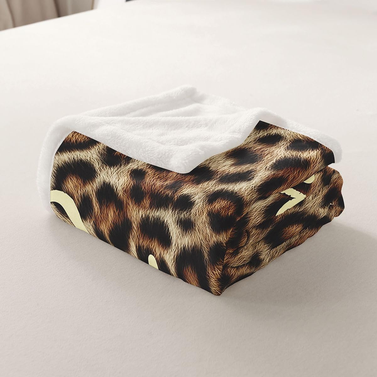 Feelyou Leopard Print Get Naked Throw Blanket Funny Quotes Soft Fleece Sherpa Cozy Fuzzy Plush Warm Brown Fuzzy Plush Throw Cheetah Throw 50"x60" for Bed Couch Living Room