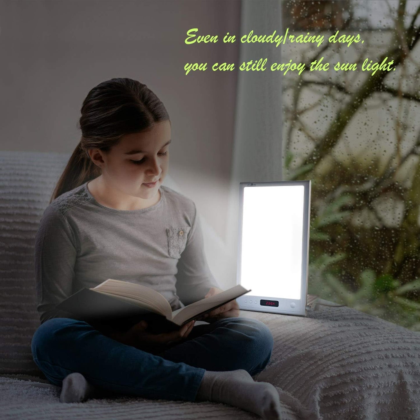 Bright Light Therapy Lamp 12000 Lux - Sunrise Alarm Clock with Dawn Simulator, APP Control - Wake Up Happy & Start Your Day Positively