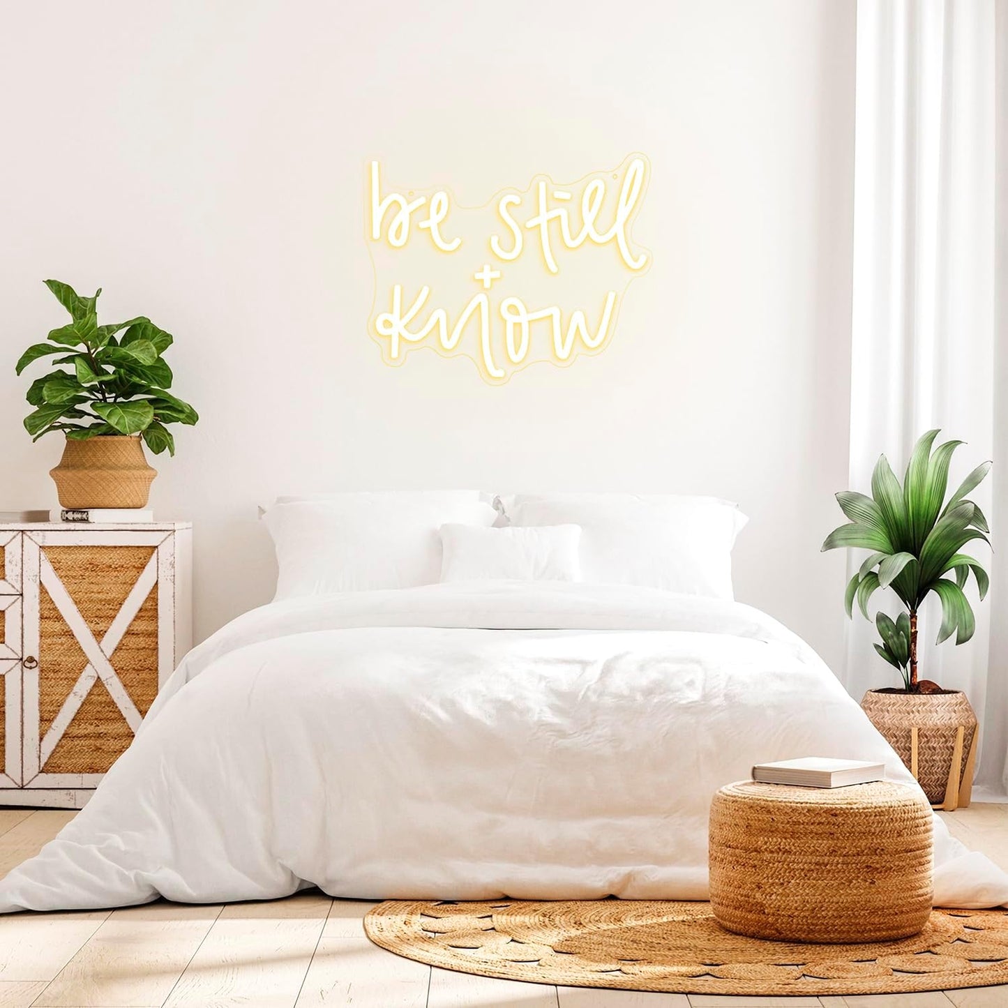 Be still and Know Neon Sign Dimmable Neon Signs for Wall Decor Inspirational LED USB Light Up Sign for Christian Home Decor Jesus Wall Art Bedroom Living Room Be Still And Know That I Am God Gifts
