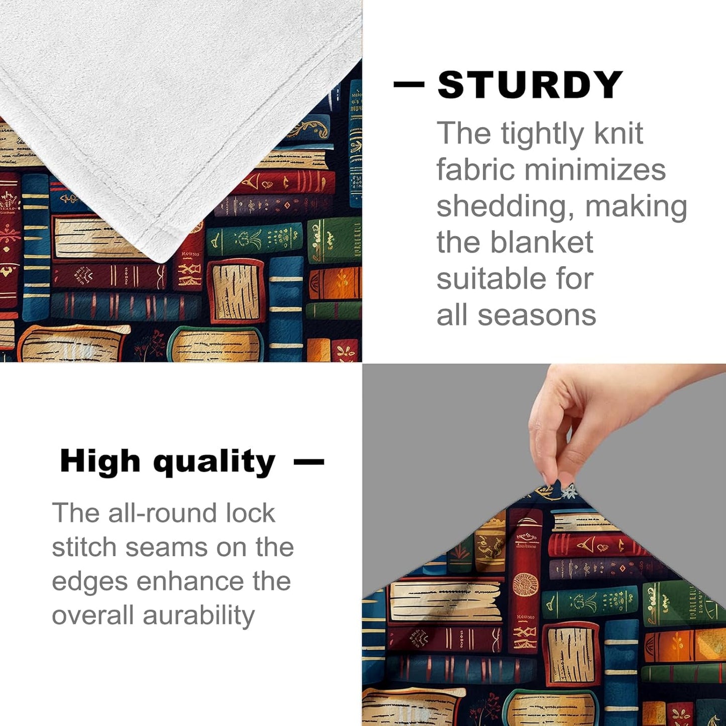 Flannel Book Club Gifts Blankets, Librarian Reading Lover Bookish Throw Blanket for Sofa Couch Bed Living Room, Soft Warm Cozy Book Decor, 60" x 50"