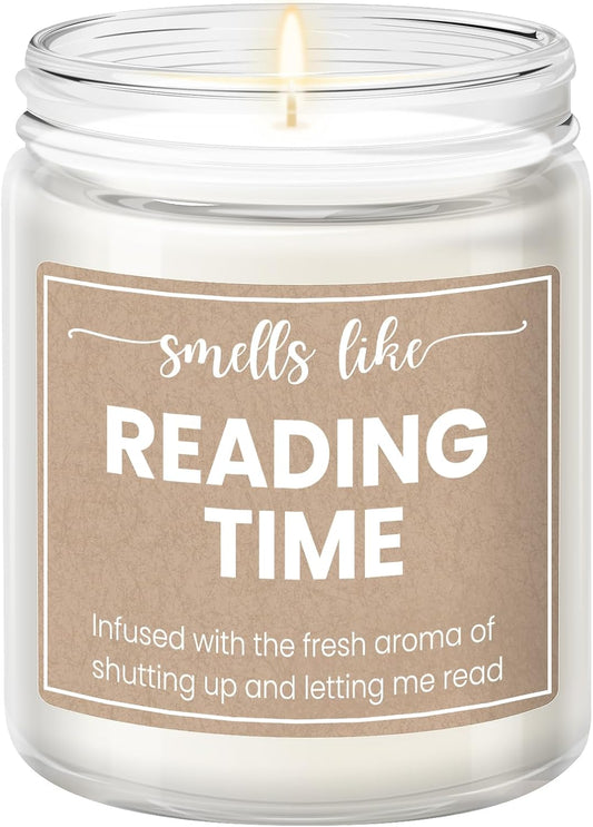 Gifts for Book Lovers - Book Lover Gifts for Women, Present for Readers, Smells Like Reading Time - Lavender Scented Candle