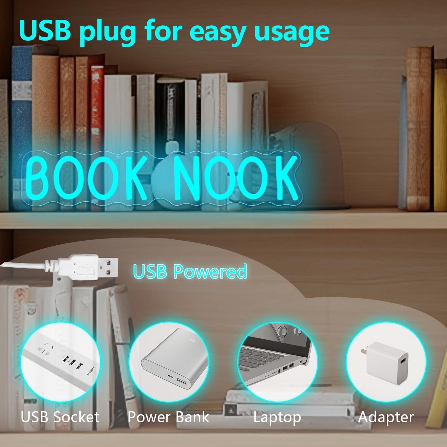 Book Nook Neon Sign Dimmable Reading Neon Light for Library Led Book Themed Decor Reading Corner Light Up Sign Library Lamp for Lover Reader Gifts