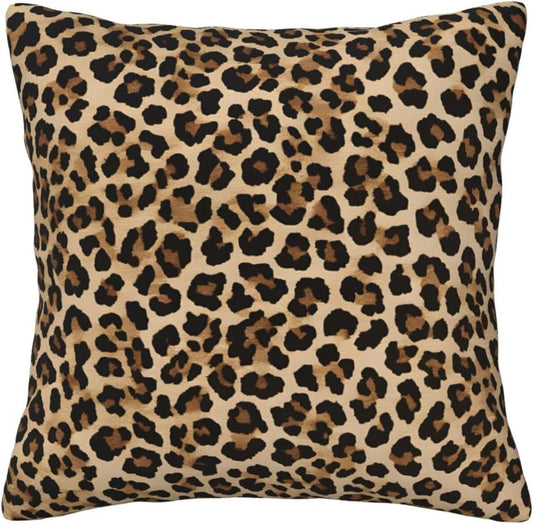 All-Season Square Pillow Covers 18"X18", Wild Leopard Animal, Decorative Throw Pillow Covers for Sofa Bed Couch, Hidden Zipper Cushion Cover, Square Lumbar & Accent Pillowcases for Home Decor