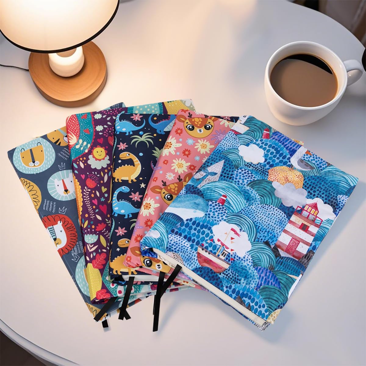 7 Pack Stretchable Book Covers, Jumbo Book Sleeves for Textbook Hardcover Books up to 9 x 11 Inches, Reusable, Washable and Protective Textbook Covers for School Kids Boys Girls