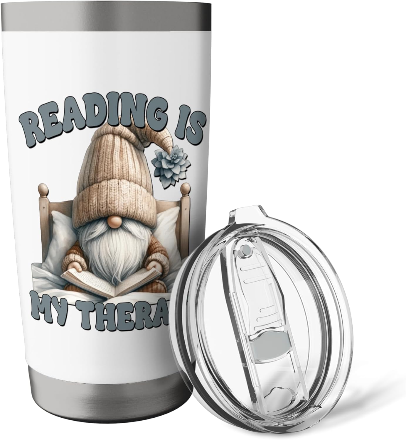 Book Reader Accessories For Teacher Reading Is My Therapy Stainless Steel Insulated Tumbler