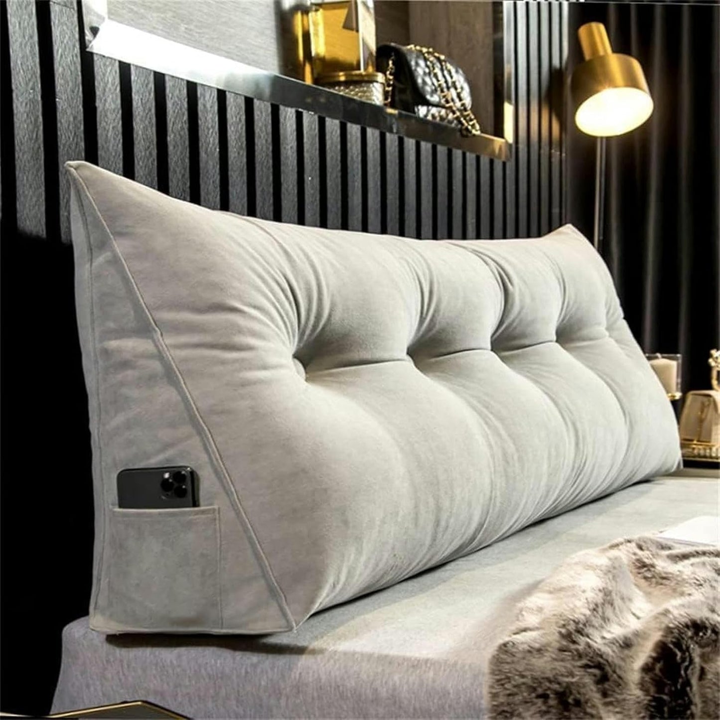 Large Triangular Bed Rest, Removable Wedge Headboard Pillow Reading Daybed Bolster Lumbar Cushion Positioning Support Pillow Bed Rest Pillows(Green,60 * 20 * 50cm)