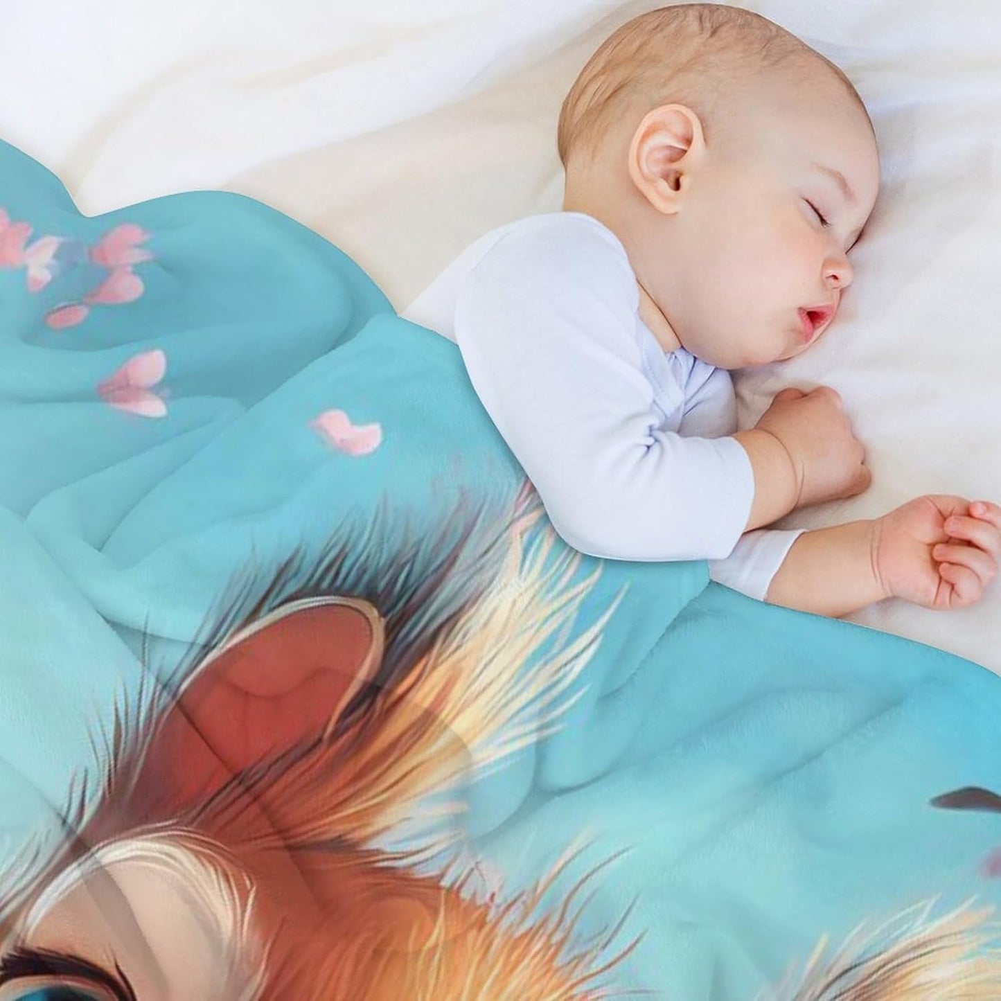 Cute Squirrel with Flowers Throw Blanket for Couch Bed Plush Cozy Fuzzy Flannel Blanket for All Season 60"x80"