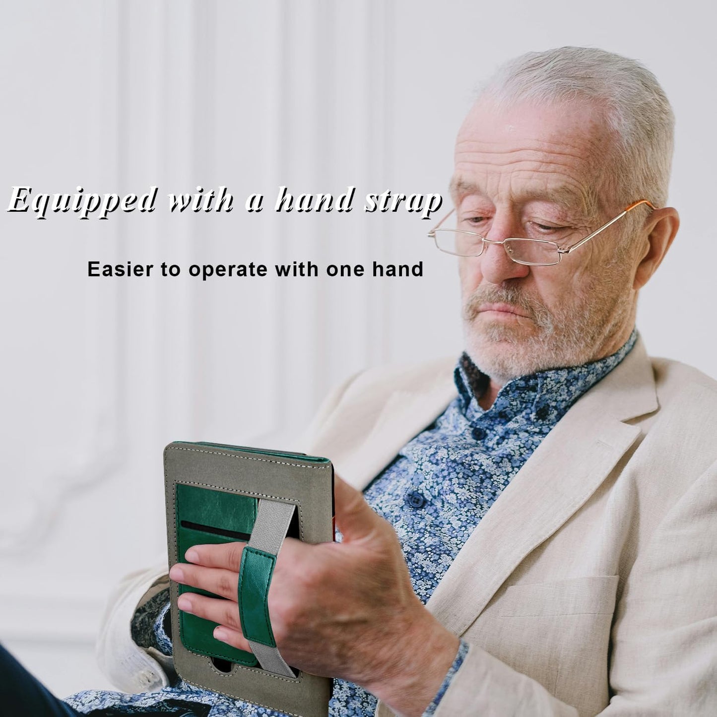 Stand Case for 6" Kobo Clara Colour/Clara BW (2024)/Clara 2E (2022)/Tolino Shine Color/Shine 5/Shine 4,Durable PU Leather Cover with Auto Sleep Wake, Card Slot, Hand Strap Feature,Midnight Green