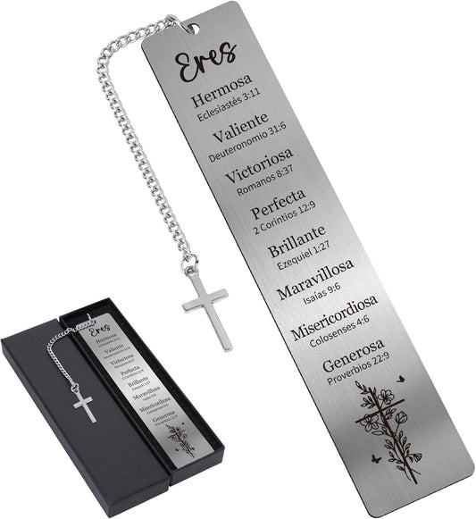 Spanish Christian Bookmark Gifts - Bible Verse Metal Book Marks Religious Biblical Inspirational Page Marker for Reading Women Men Prayer School Birthday Baptism First Communion Graduation