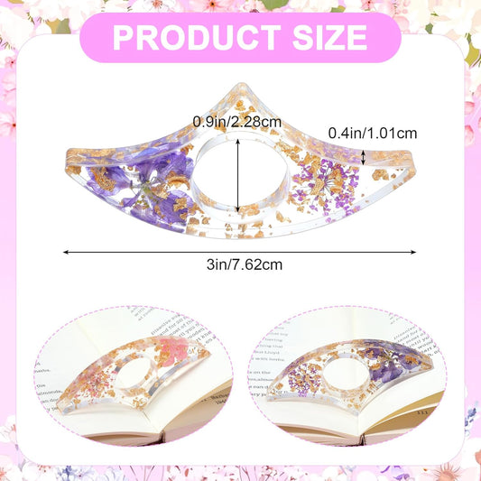 4 Pcs Thumb Book Page Holder, Dried Flower Resin Finger Ring Opener Bookmark, Book Lovers Gifts for Reading, Bookworms, Teachers, Best Friend, Student, Handmade Reading Books Accessories