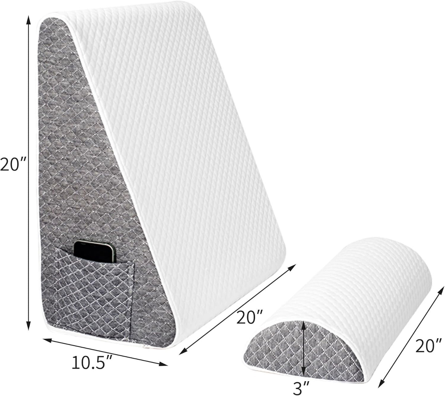 2PCS Wedge Pillow Set for After Surgery, Adjustable Bed Wedge Pillow Headboard with Memory Foam Neck Cushion – for Ac