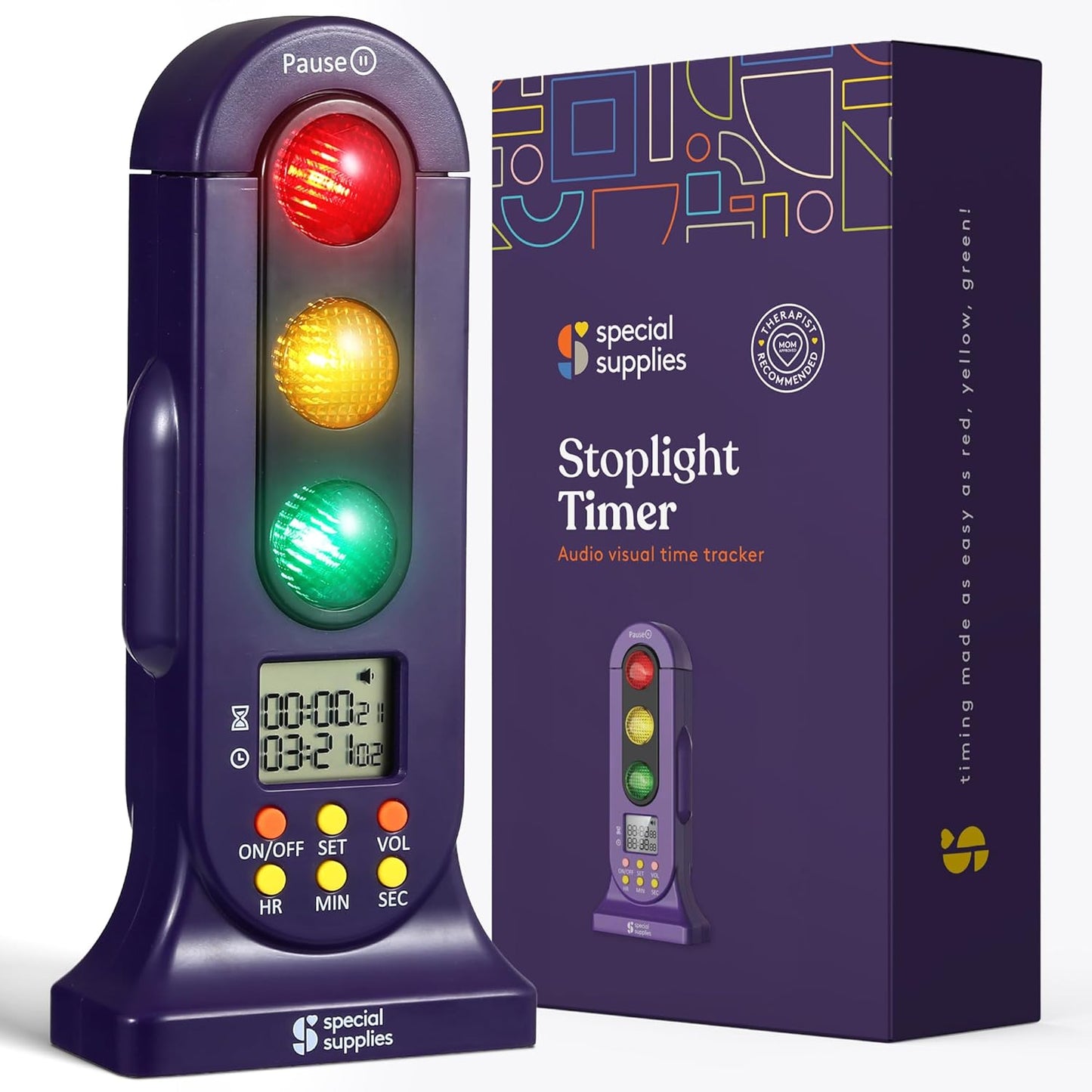 Special Supplies Stoplight Audio Visual Timer for Kids with Lights and Stopwatch Timer - Home and Classroom Timer for Time Management and Routines - Ages 3+