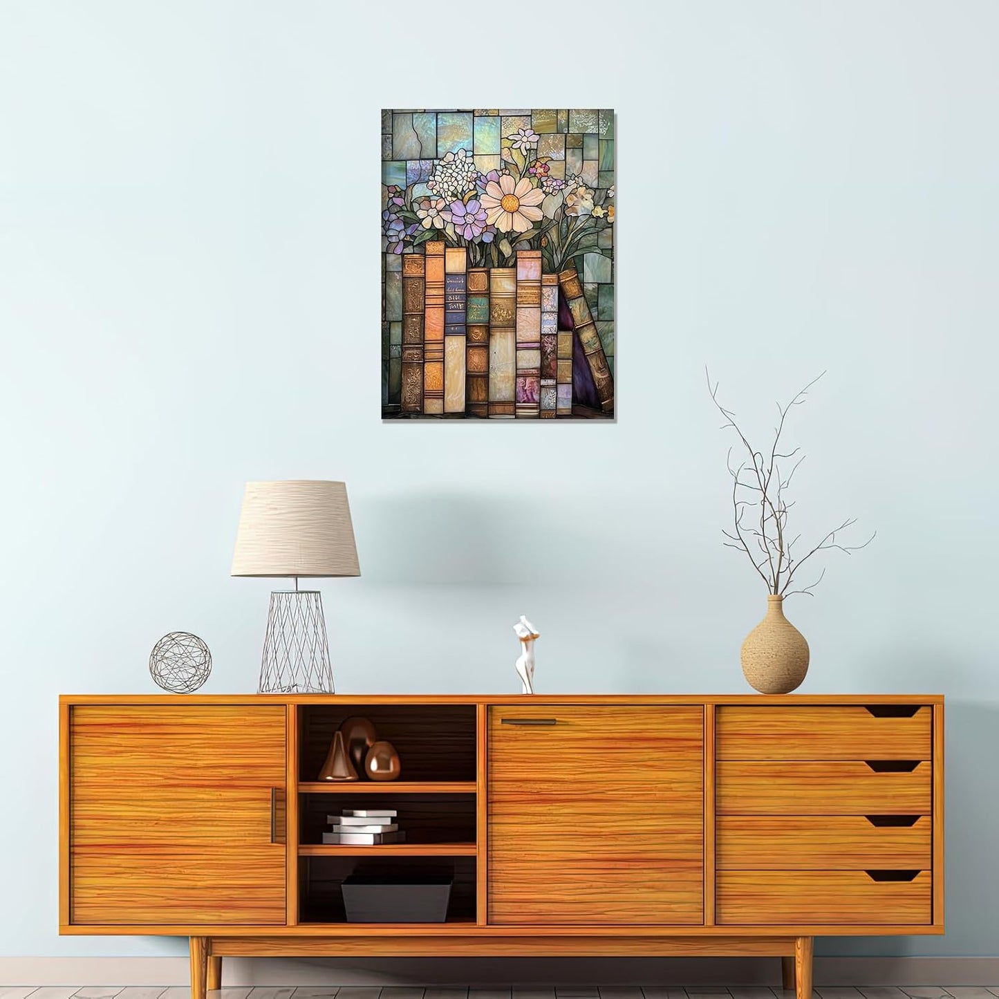 HYFBH Floral Book Canvas Wall Art Vintage Botanical Flower Oil Painting Poster Antique Aesthetic Wall Decor for Living Room Bedroom Gallery Office Reading Nook 16x24 Inch Ready to Hung