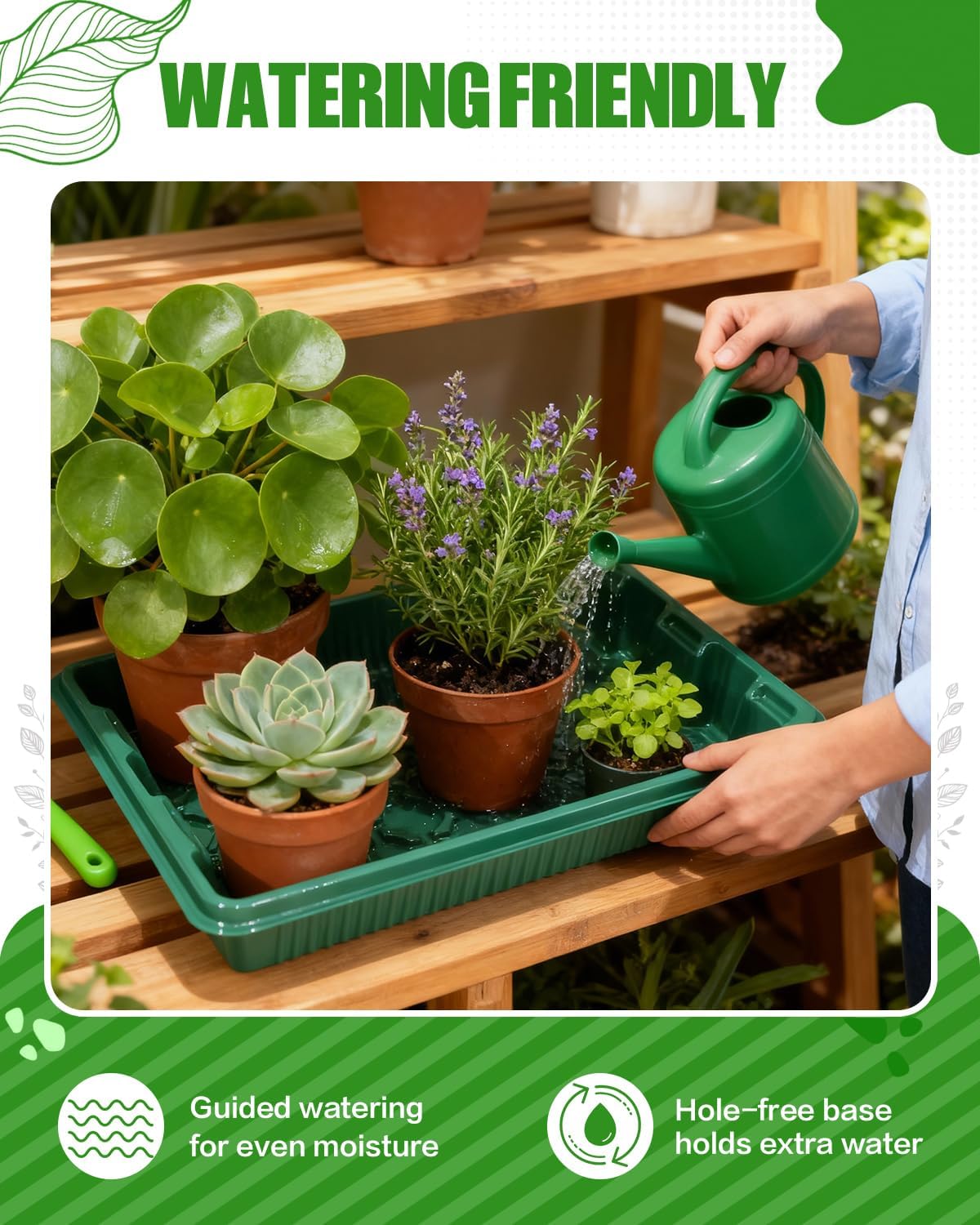 joyhalo 10 Packs Seed Starter Trays (No Drain Holes), 14.8"x9.6" Thicken Reusable Plant Grow Trays, Ideal for Seed Starting, Growing Microgreens, Indoor Gardening, 2.2" Deep