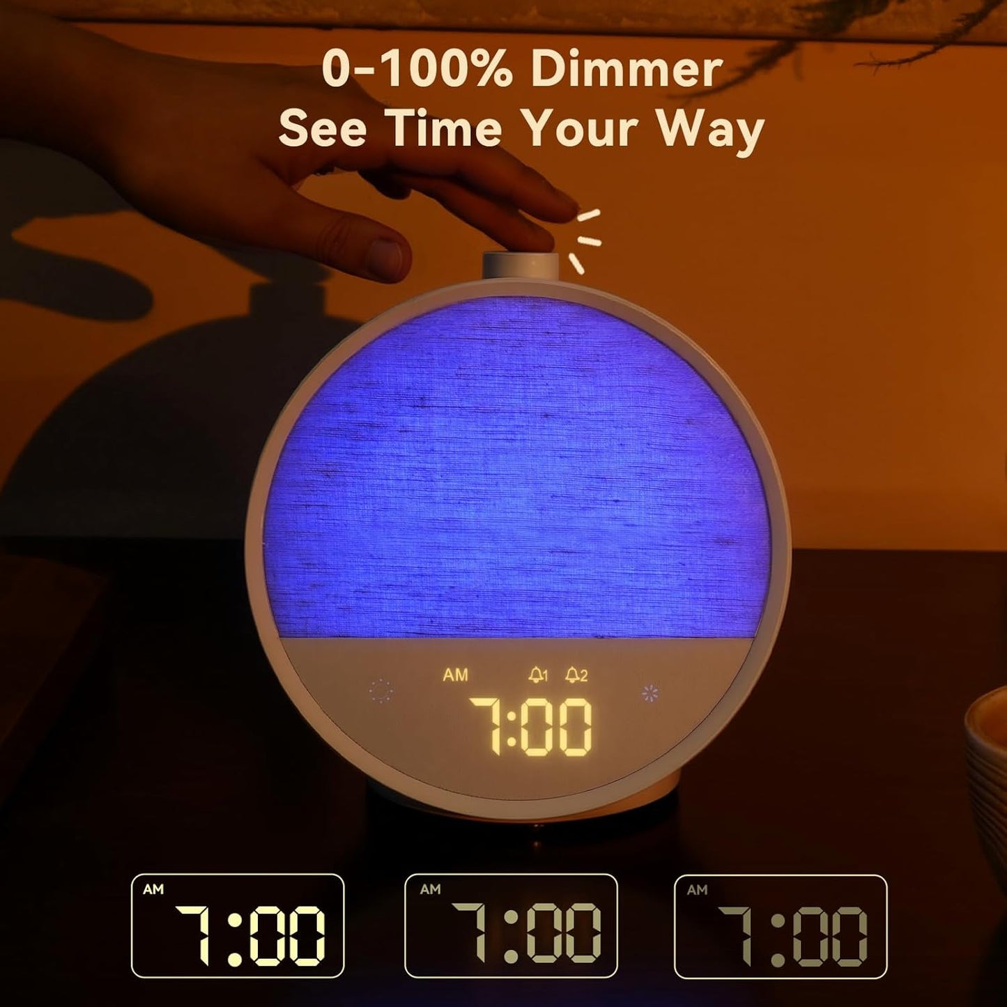 Vivilumens Sunrise Alarm Clock, Gentle Wake-Up Light & Sound Machine, Dual Alarms for Heavy Sleepers Adults, Natural Sounds, RGB Mood Light, Dimmable Bedside Night Lamp Ideal for Bedroom & Gifts