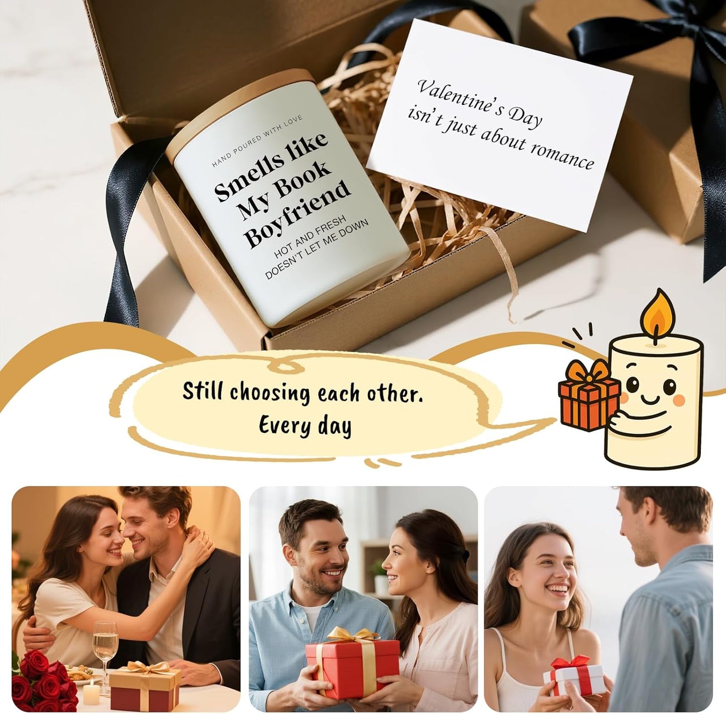 Gifts for Him Boyfriend Valentine’s Day Candle- Funny Hot Fresh Literary-Inspired Gift Anniversary Birthday Love Appreciation Gift for Him Boyfriend Relationship Candle Smells Like My Book Boyfriend