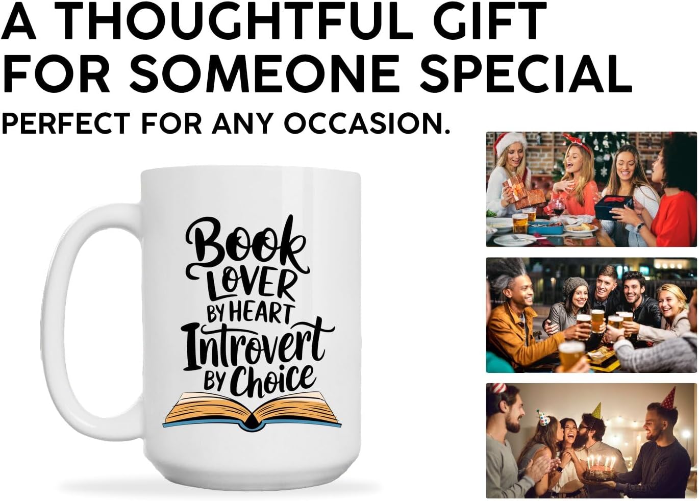 Book Lovers Coffee Mug 15oz White -Lover Introvert - Gift for Book Club Bookworm Bookish Reading Nerdy Avid Readers Women