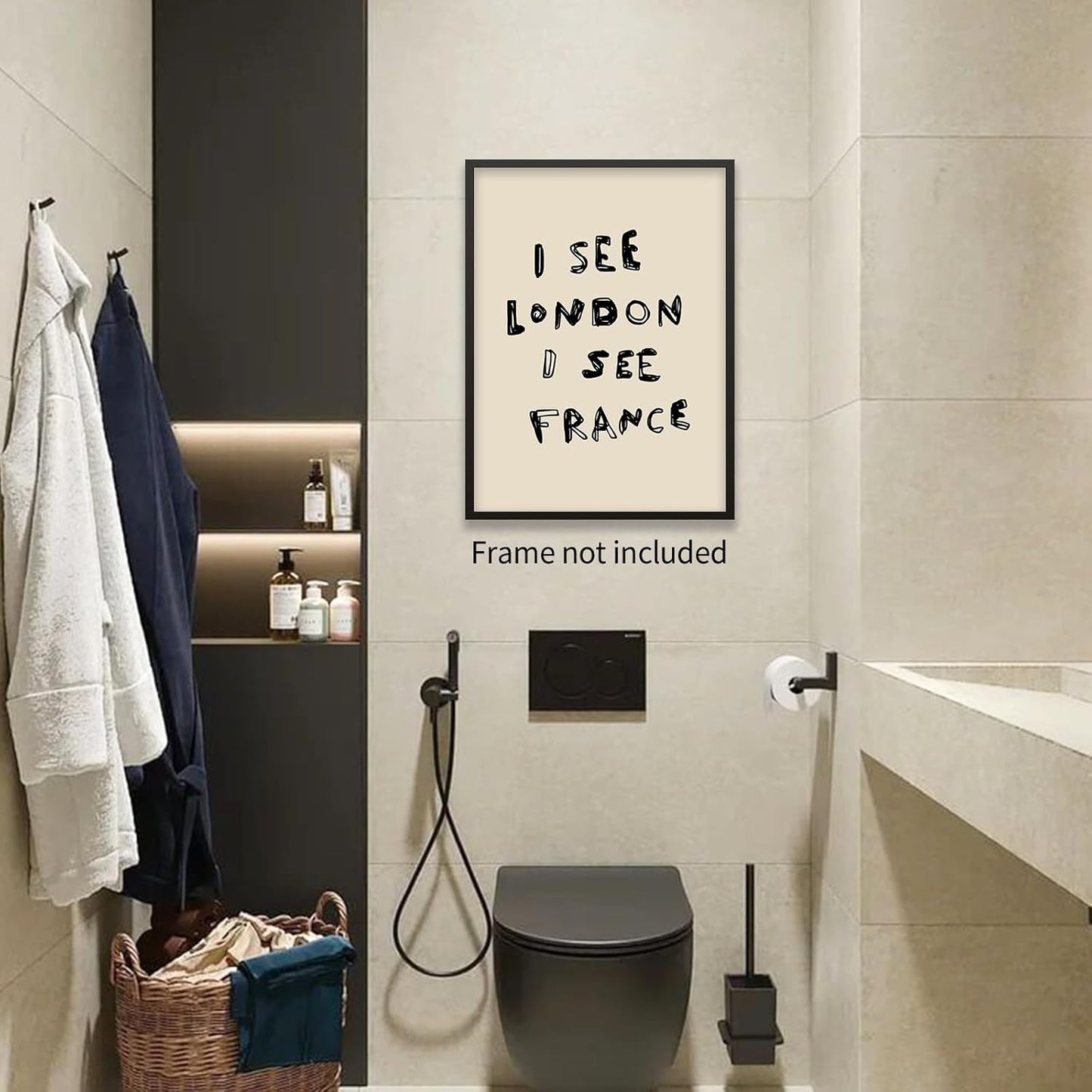 Funny Bathroom Wall Art Minimalistic Toilet Sign See London See France Posters Girl Apartment Laundry Restroom Closet Prints 8x10inch Unframed