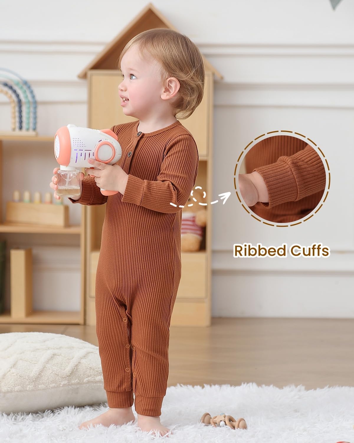 Bafeicao Baby Boy Girl 2/3 Pack Solid Romper Ribbed Short/Long Sleeve Bodysuit Jumpsuit Infant Knitted Outfits Clothes