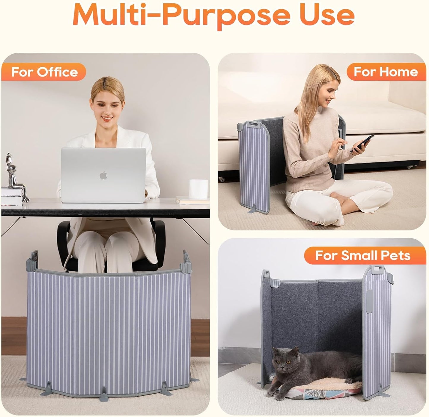 Under Desk Heater for Office, Foldable Under Desk Foot Warmer with 12H Timer & 8 Heat Levels, Portable Space Heater for Leg, Foot and Ankle, Safe & Quiet Anti-tilt Surrounding Panel Heater, Grey