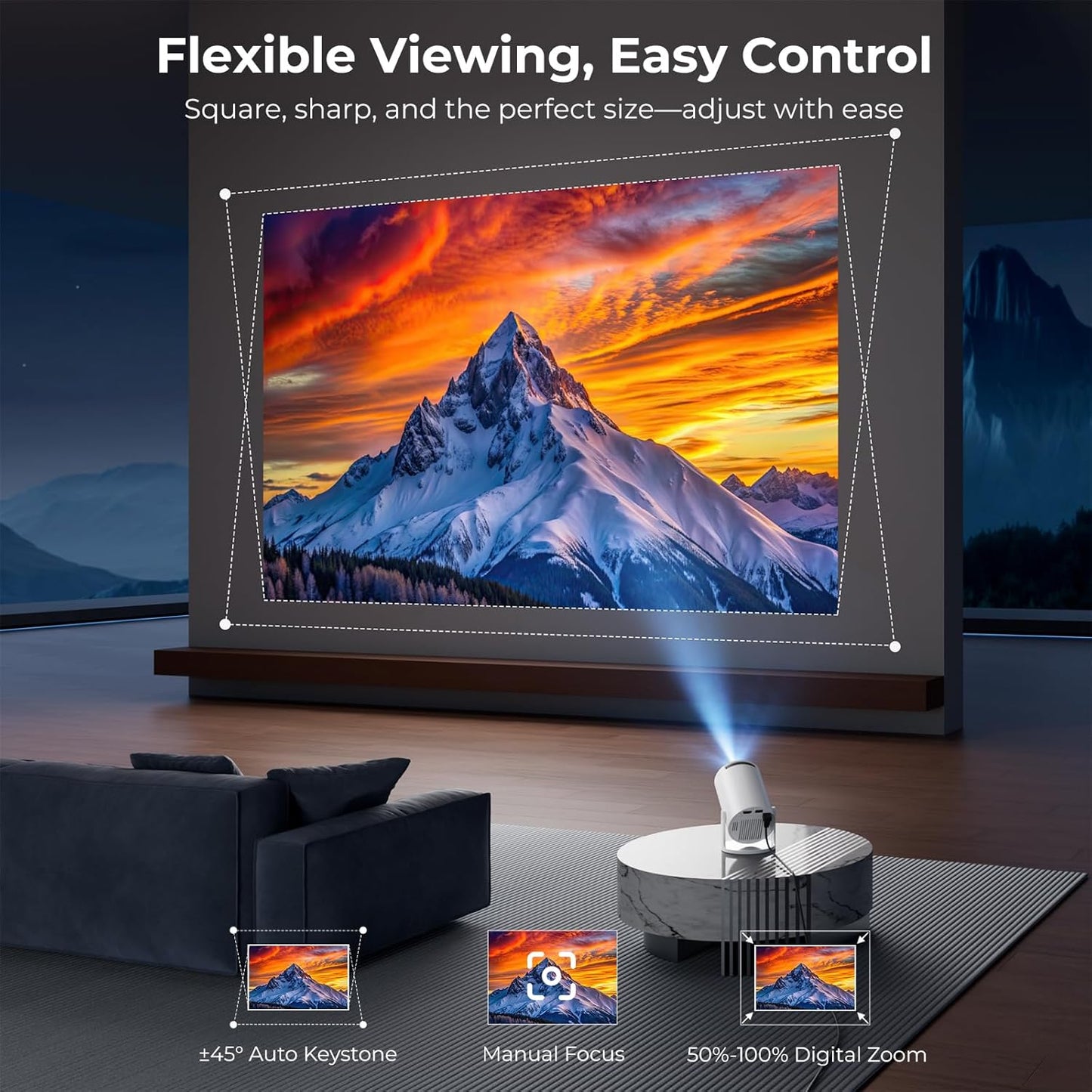 [Built-in Apps] CLOKOWE Mini Projector with WiFi and Bluetooth, 2026 Upgraded 1080P Smart Portable Projector with 180° Rotation, Auto Keystone, Compatible with iPhone/Android/Laptop/TV Stick/HDMI/USB