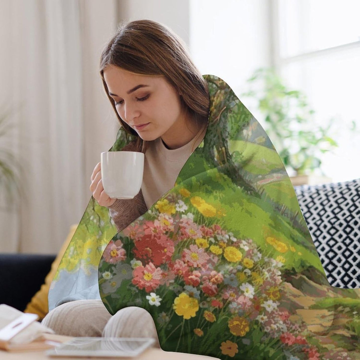 Spring Landscape Blanket Super Soft Lightweight Throw Blanket Cute Cozy Warm Bed Blanket Decorative Fuzzy Blanket All-Season Home Decor Gift for Sofa Couch Living Room 40"*50" （100 * 130cm）