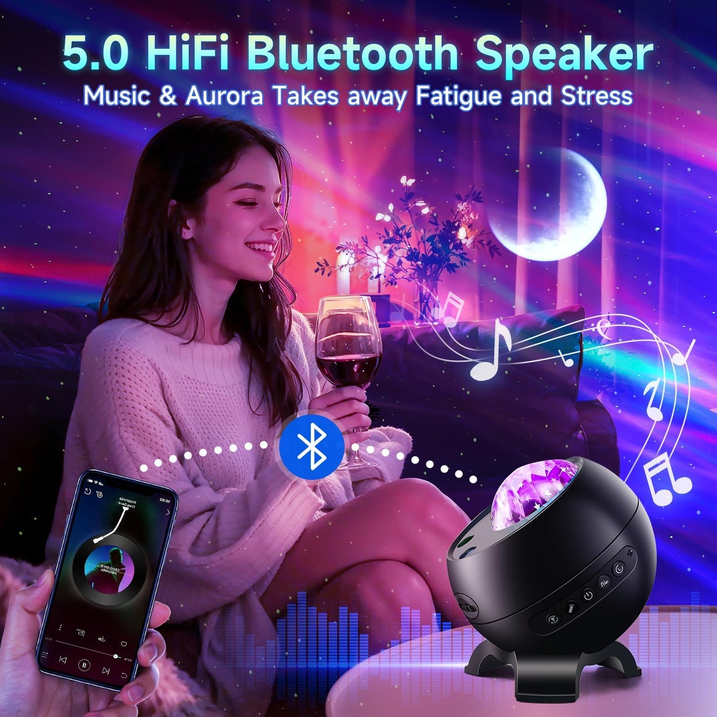 Northern Lights Projector Birthday Gifts for Him Galaxy Projector for Bedroom, 300+Colors Modes Aurora Light,15White Noise&Bluetooth Star Projector Galaxy Lights, Remote Ambient,Gifts for Boy