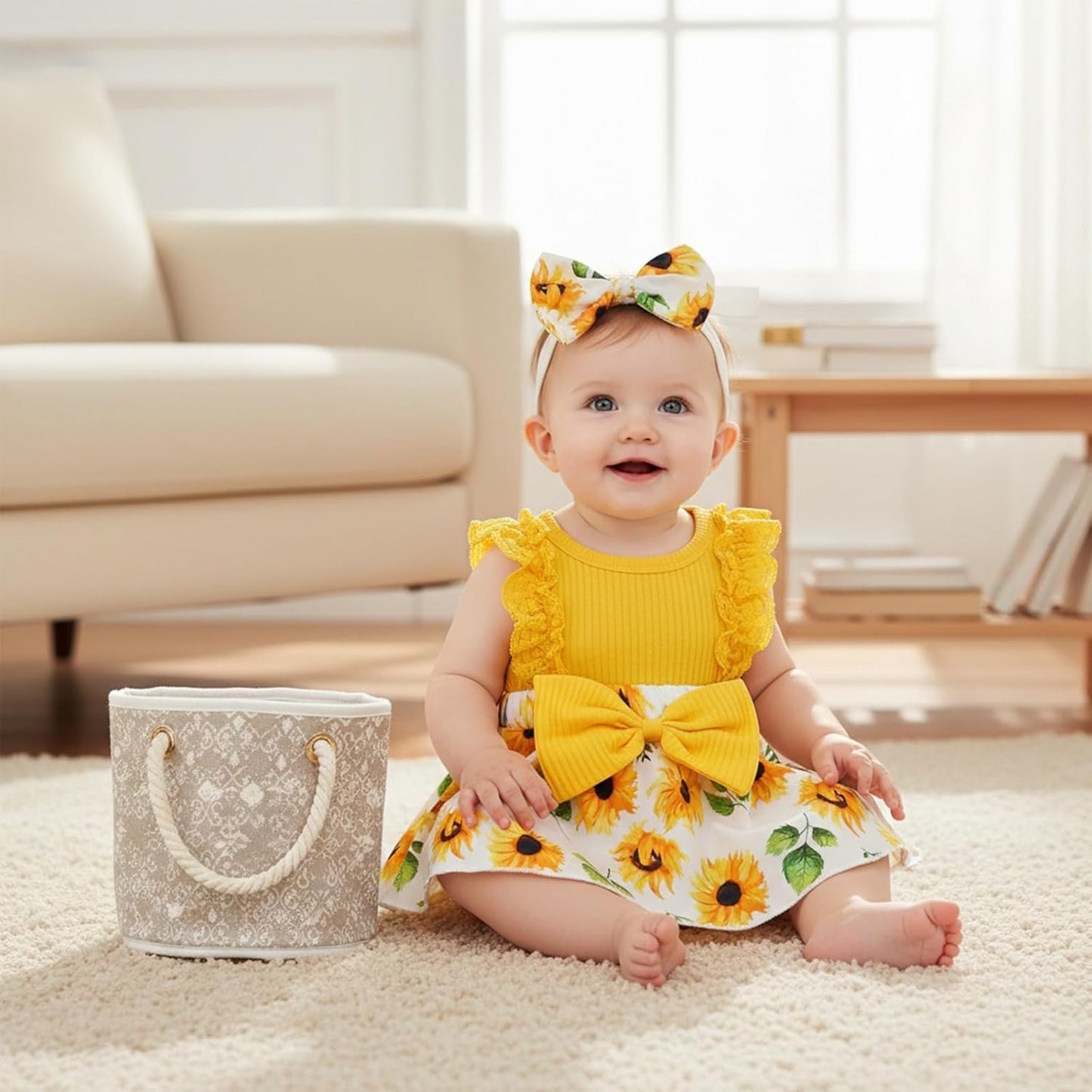 Baby Girl Clothes Newborn Romper Dress Infant Lace Ruffle Sleeveless Summer Outfits with Headband 0-12 Months