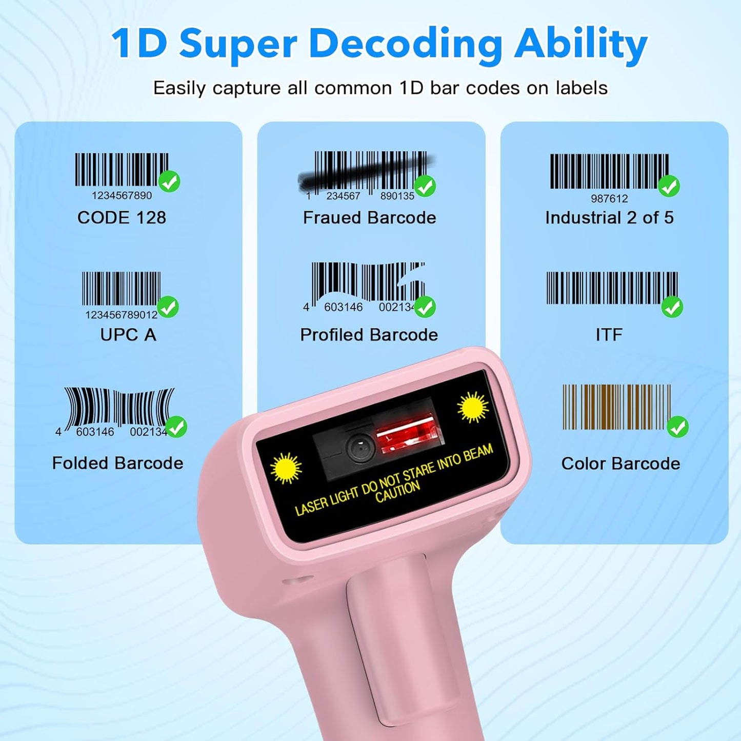 Symcode USB 1D Barcode Scanner, Handheld Wired CCD Laser Barcode Reader Scanner Supports Screen Scan UPC Bar Code Scanner for Warehouse, Library, Supermarket,POS