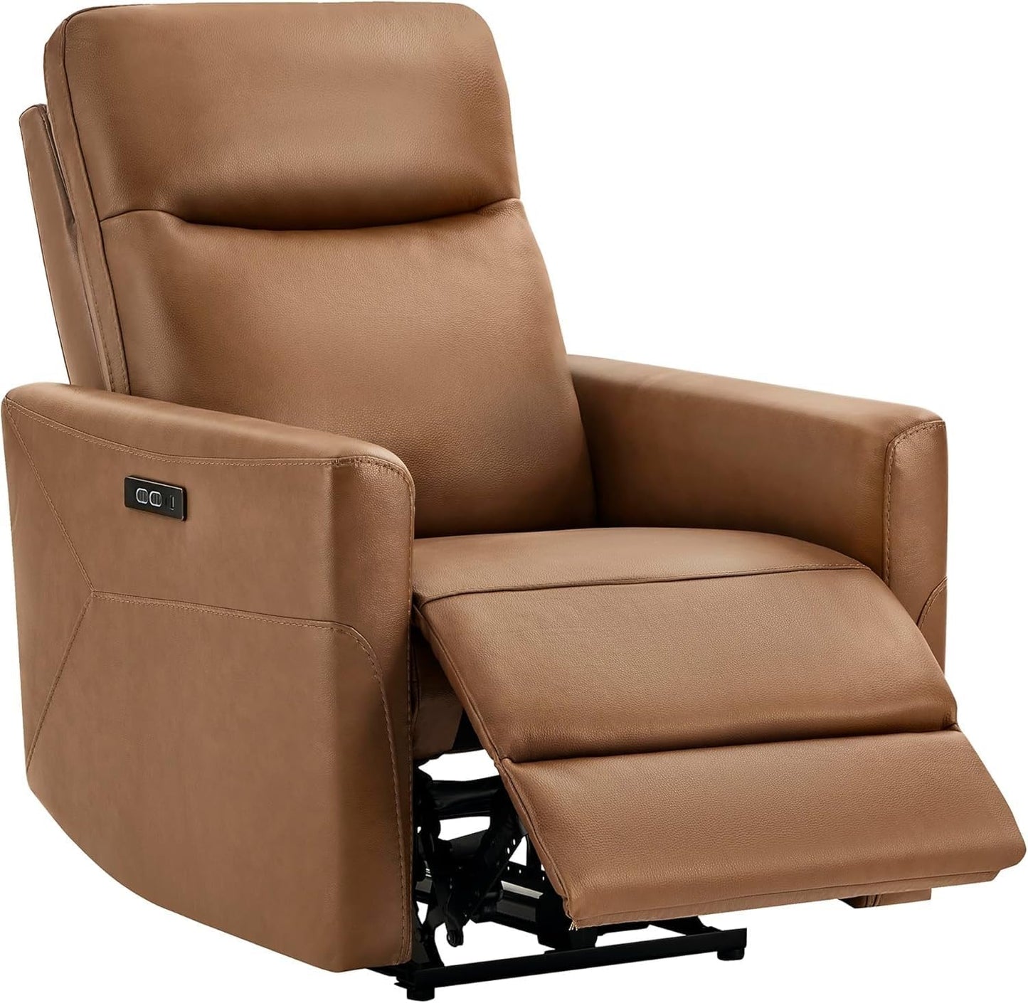 Adults Brown Leather Power Recliner Chair, Adjustable Power Headrest & USB Type-C Charging Ports, Comfortable Electric Recliner Sofa for Living Room Bedroom