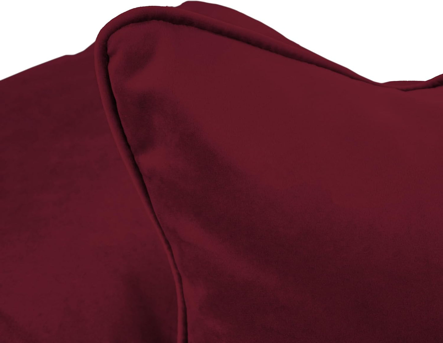 FDP 16" x 24" Velvet Rectangle Lumbar Pillow Set with Piping Decorative Throw Pillow for Home Dcor in Living Room, Bedroom or Lounge (2-Pack) - Bordeaux, 15160-349